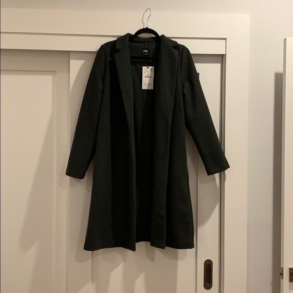 NWT ZARA Hunter Green coat
